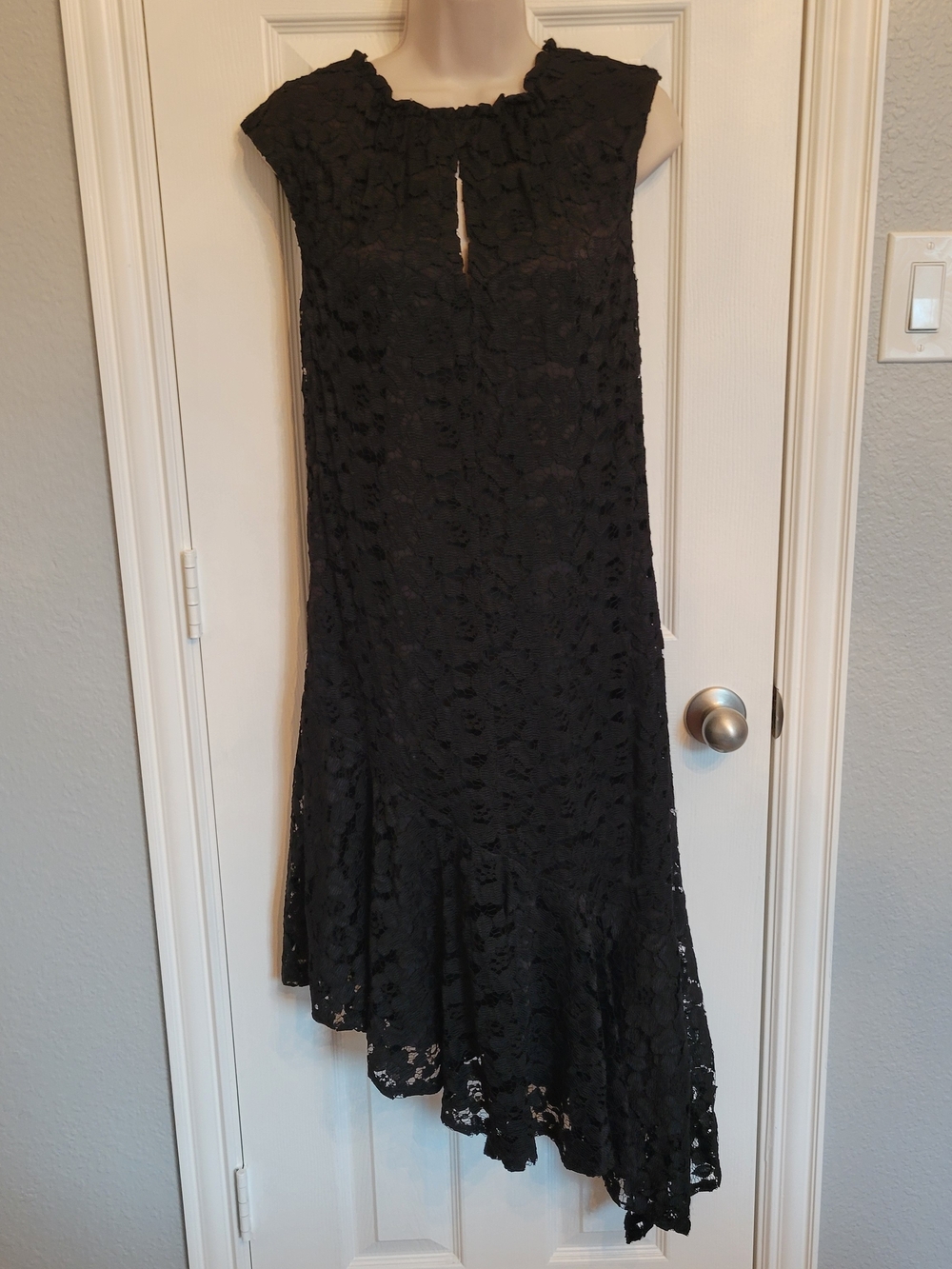 Trina Turk Black Asymmetrical Lace Dress